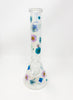 Iridescent Purple and Blue Flowers 8in Beaker Glass Water Pipe/Bong