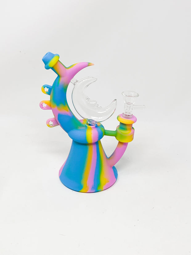 Pastel Moon Stars Silicone Water Pipe/Bong/Dab Rig