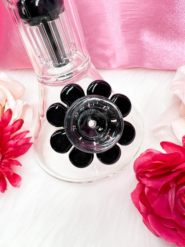 Black Daisy 10in Beaker Glass Water Pipe/Bong