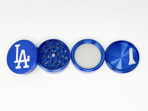 Blue Los Angeles Herb Grinder 4 Piece 55mm W/ Cleaning Tool