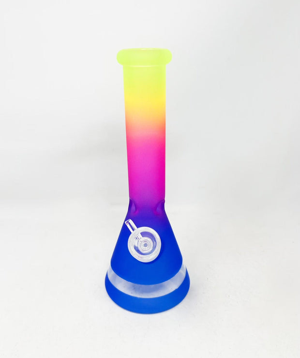 StayLit Rainbow Frosted 10in Beaker Glass Water Pipe/Bong