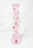 Pretty In Pink Red Crystal Hearts 16in Glass Water Pipe/Bong