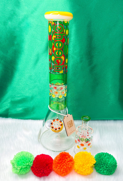 Cheech 15in Rasta Stained Glass Water Pipe With Ash Catcher/Bong