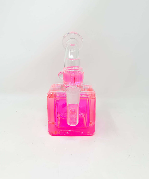Freezable Glycerin Neon Square Bent Neck Glass Water Hand Pipe/Dab Rig