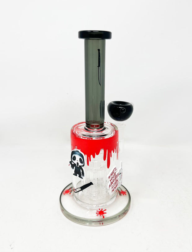 Halloween Horror 8.5in Bent Neck Glass Water Hand Pipe/Dab Rig