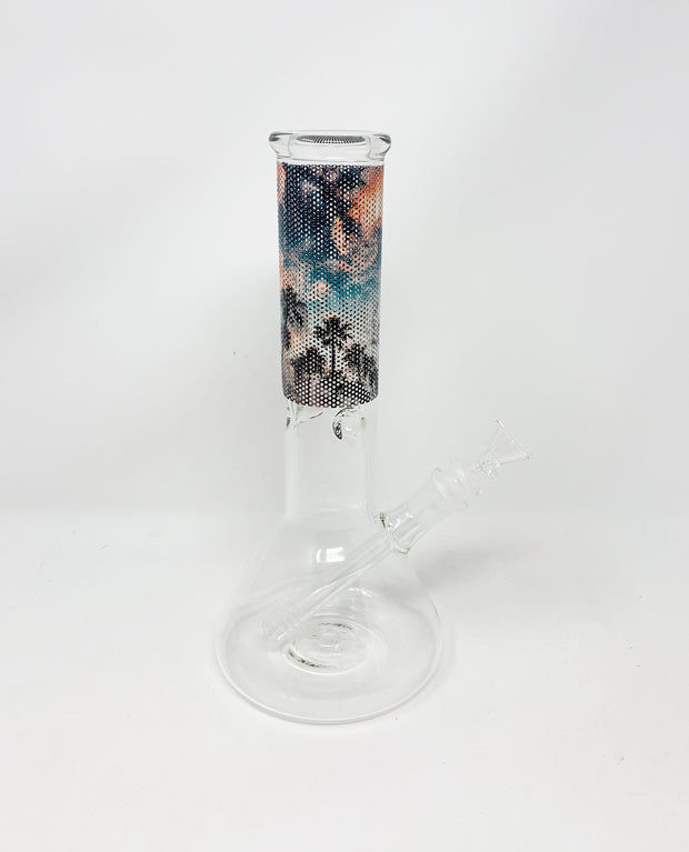 Palm Trees Beaker Glass Water Pipe/Bong