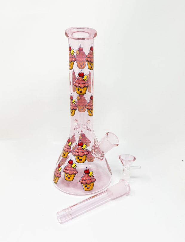 Pink Kawaii Cupcake Glass Water Pipe/Bong