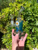 Black Accented Dried Flowers Bent Neck Glass Water Hand Pipe/Dab Rig