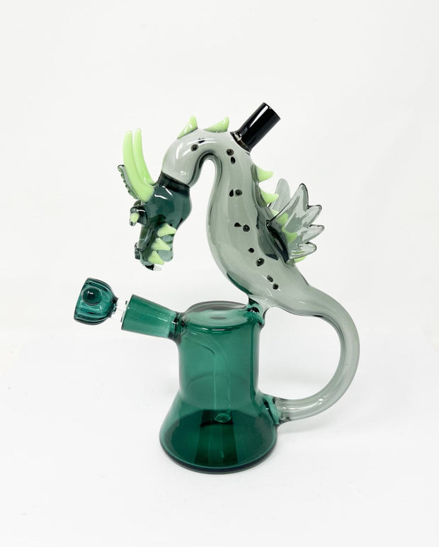 Smoked Dragon Recycler Glass Water Pipe/Dab Rig