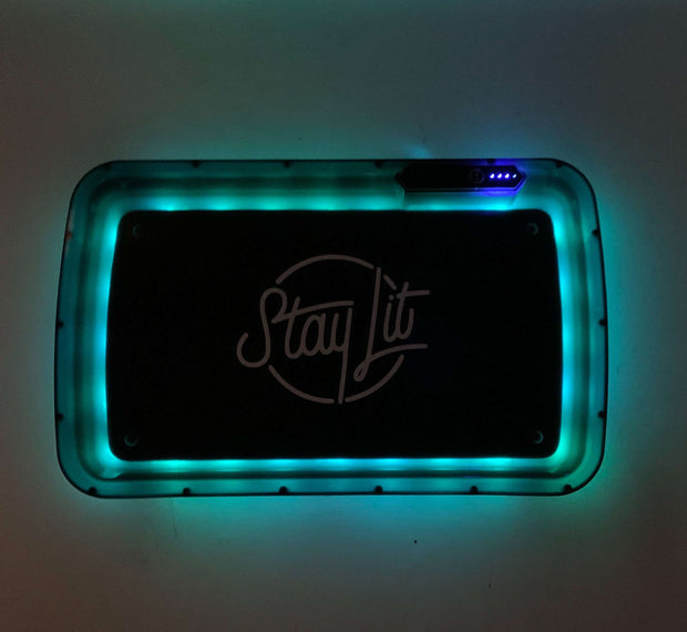 StayLit White Logo LED Rolling Tray