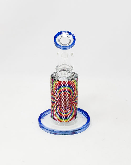🌈 Rainbow Swirl Perforated 6.5″ Bent-Neck Dab Rig | StayLit Design