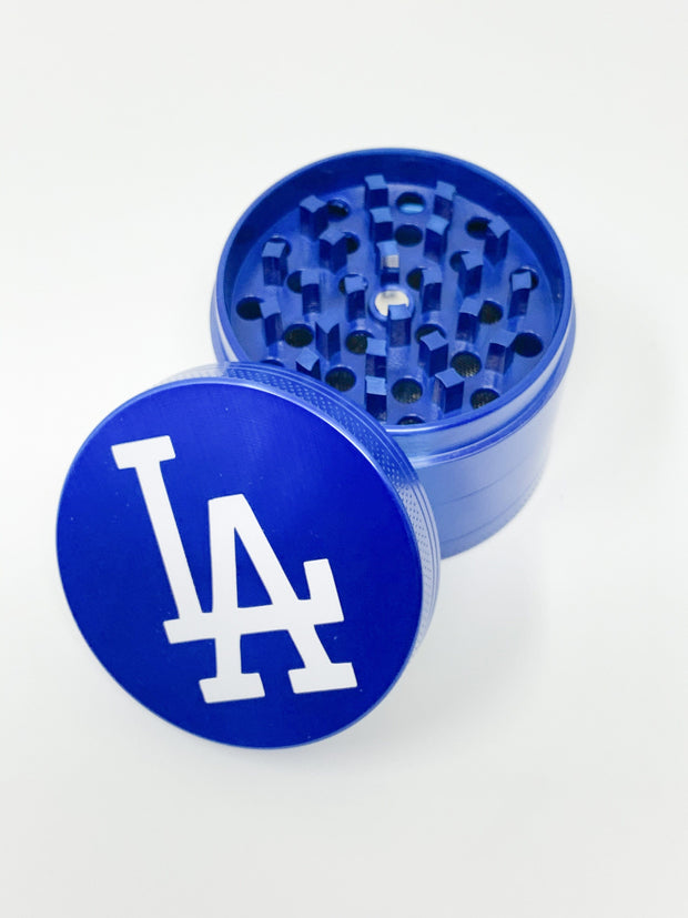 Blue Los Angeles Herb Grinder 4 Piece 55mm W/ Cleaning Tool