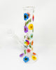 Rainbow Floral 10in Straight Tube Glass Water Pipe/Bong