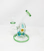 Green Dried Flowers Bent Neck Glass Water Hand Pipe/Dab Rig