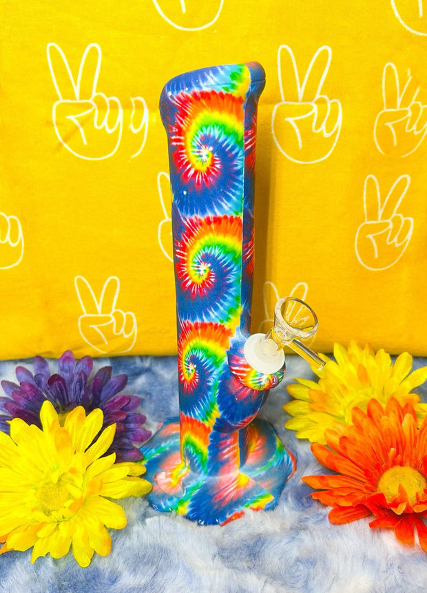 Tie-Dye 10 Inch Silicone Water Pipe/Bong