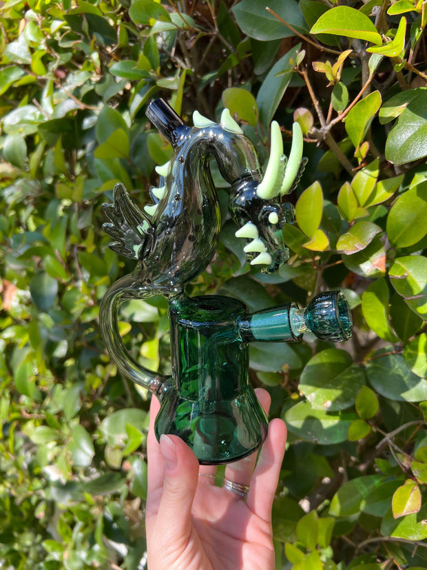 Smoked Dragon Recycler Glass Water Pipe/Dab Rig