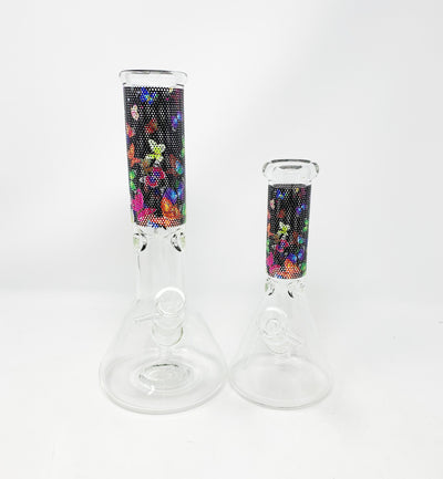 Rainbow Butterflies Beaker Glass Water Pipe/Bong