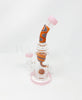 Pink Rainbow Swirl 9in Bent Neck Glass Water Pipe/Dab Rig