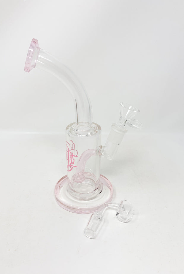 Pink StayLit 8.5in Bent Neck Glass Water Pipe/Dab Rig/Bong
