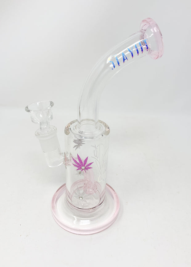 StayLit Opal Holographic Pink and Transparent Bent Neck Glass