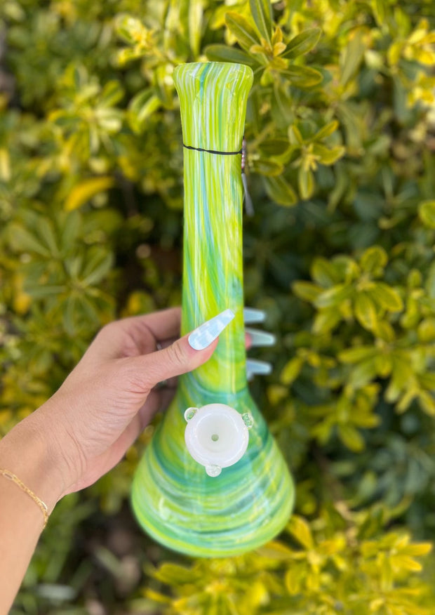 Noble Glass Green Swirl Beaker Heady Glass Water Pipe/Bong
