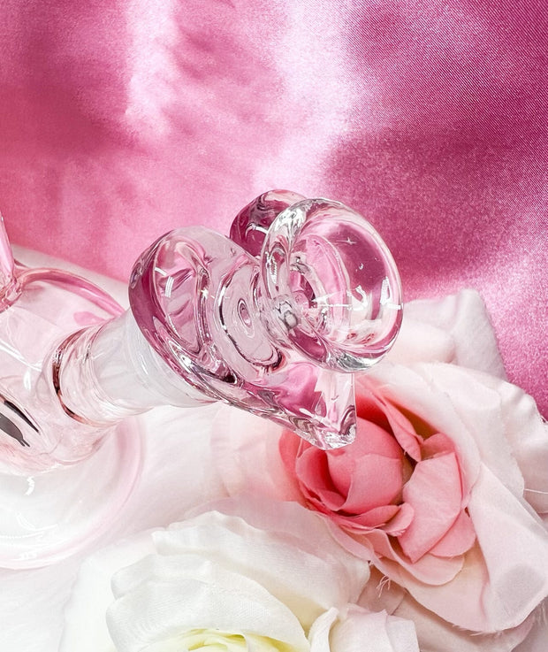 Pink Cupid Heart Glass Water Pipe/Dab Rig