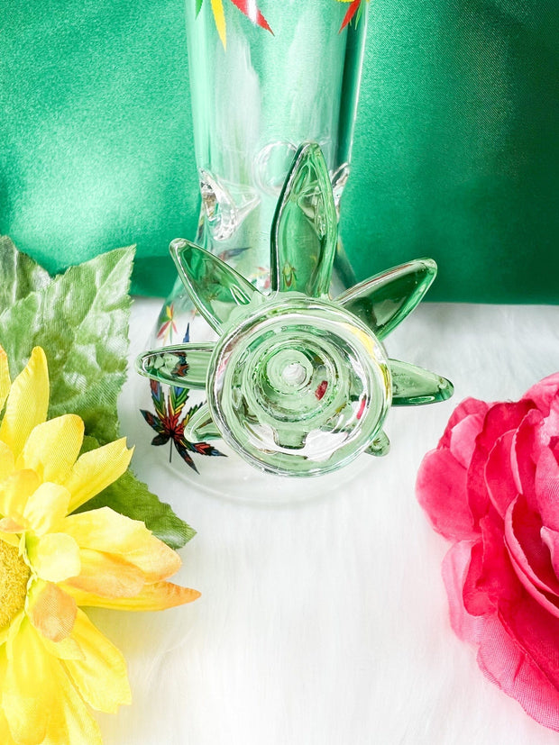 Rainbow Weed Leaves 8in Glass Water Pipe/Bong