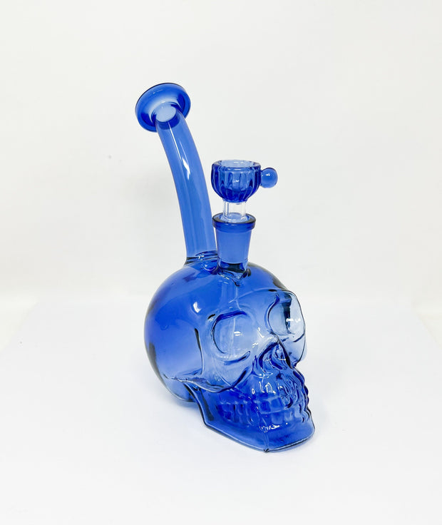 Spooky Clear Glass 8in Skull Water Pipe/Bong