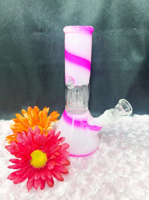 Candy Stripe 8in Glass Water Pipe/Bong