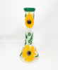 Sunflower Dried Floral 11in Beaker Glass Water Pipe/Bong