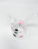 Pink StayLit Glitter Weed Leaves 6in Barrell Glass Water Hand Pipe/Dab Rig