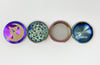 Rainbow Herb Grinder Gold Holographic Cat 4 Piece 55mm W/ Cleaning Tool