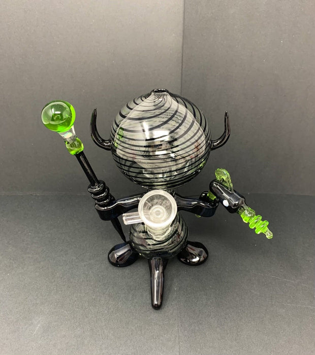 BossHaas Black Opal Slime Green Dab Dude Heady Glass Water Pipe/Dab Rig