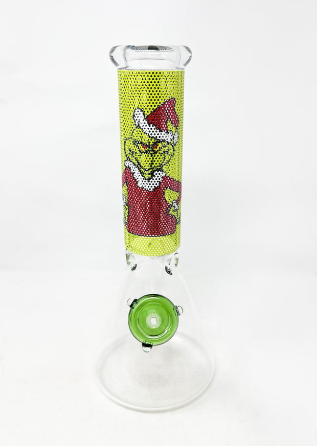 Grinchy Santa 12in Glass Water Pipe/Bong