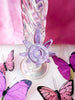 Iridescent Swirl Butterfly Straight Tube Glass Water Pipe/Bong