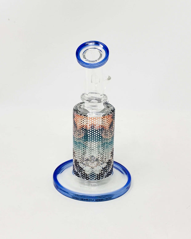 Palm Trees Perforated Vinyl 6.5in Bent Neck Glass Water Hand Pipe/Dab Rig