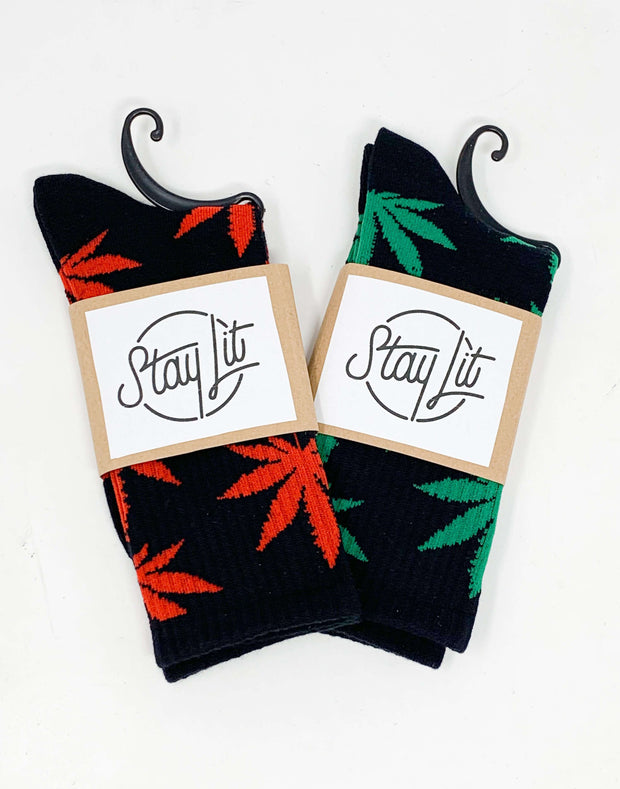 StayLit Weed Leaf Socks