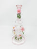 Pink Floral Recycler Glass Water Pipe/Dab Rig