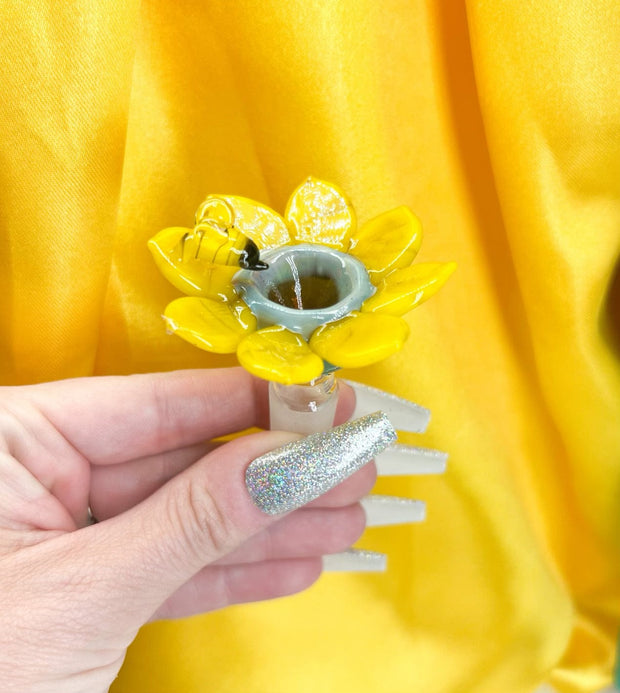 Sunflower Bee 14mm Glass Bowl