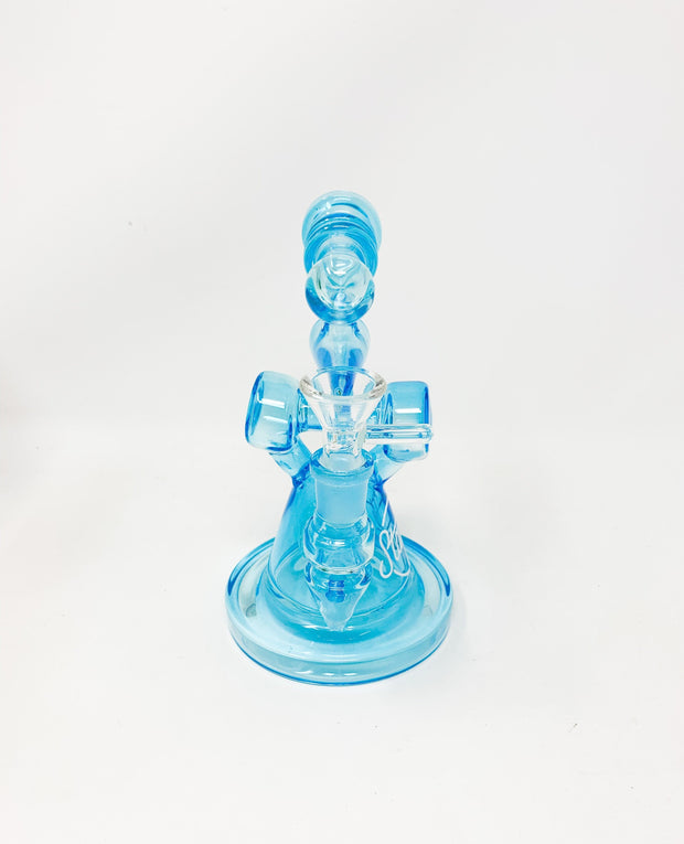 StayLit Blue RayGun 3 Chamber Recycler Glass Hand Pipe/Dab Rig
