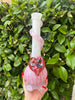 Noble Glass White Pink Ruby Heart Heady Glass Water Pipe/Bong