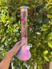 Pink Flower Child 14in Silicone Water Pipe/Bong