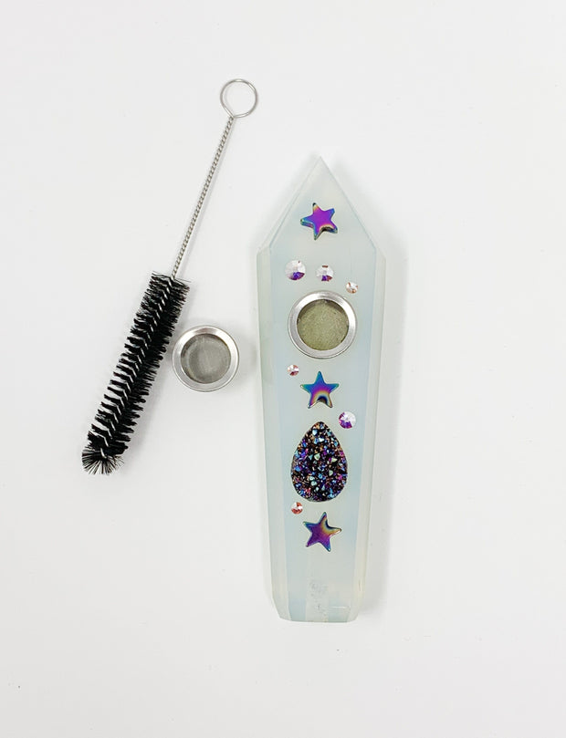 Opal Crystal Hand Pipe Stars Multi Color Druzy Swarovski Crystal