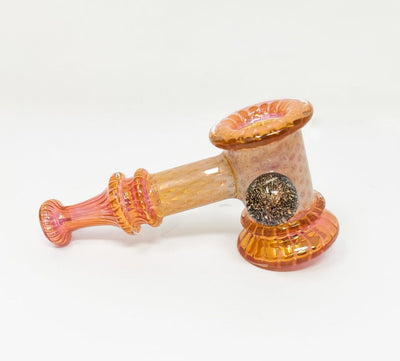Amber Gold Fumed Dichroic Glass Hand Pipe/Hammer Bubbler