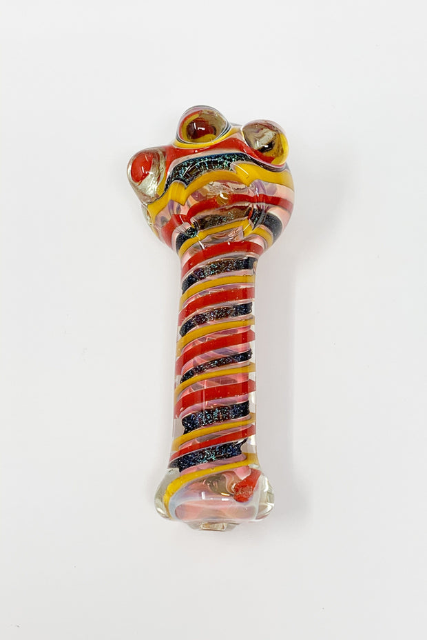 Red Yellow Swirl Dichro Glass Hand Pipe