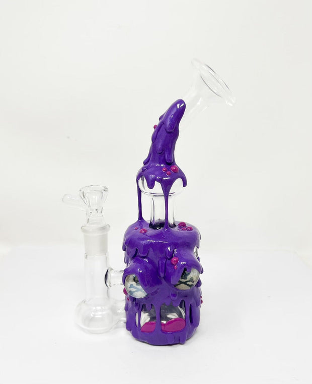 Purple Toxic Slime Bent Neck Glass Water Pipe/Rig