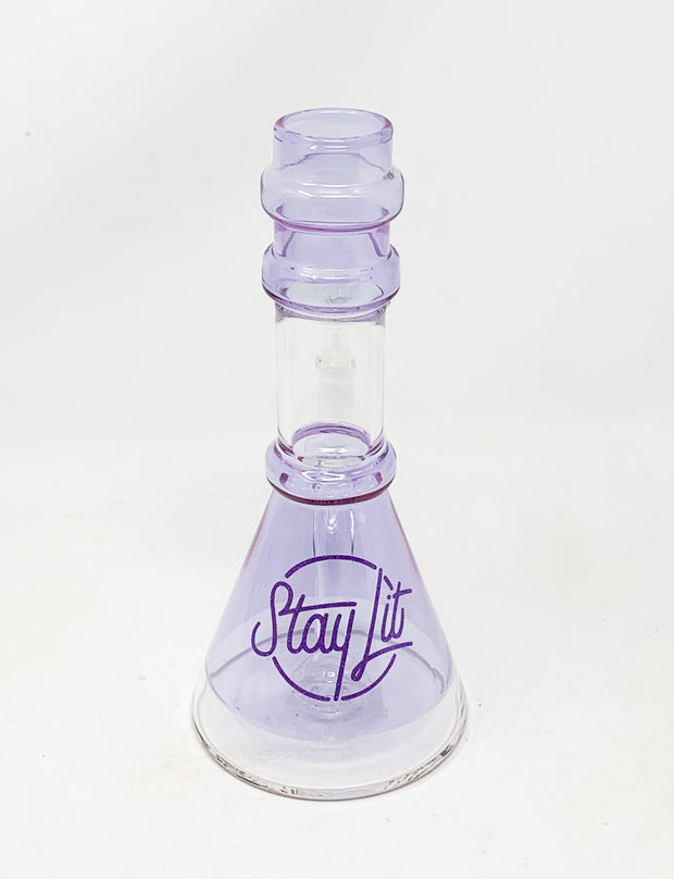 StayLit Purple Glitter Straight Neck Glass Water Pipe/Rig