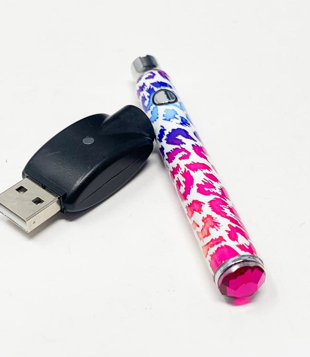 510 Threaded Battery Rainbow Leopard Fuchsia Crystal Print Vape Pen Starter Kit