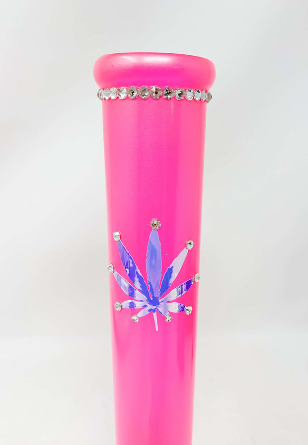 Pink StayLit Opal Hologrpahic Crystal 11.5in Glass Water Pipe/Bong