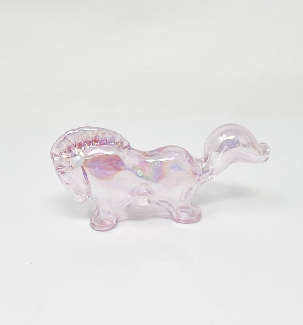 Pink Iridescent Unicorn Glass Hand Pipe